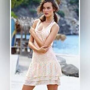 Y2K Victoria’s Secret Neon Rainbow Racerback Tank Dress Ruffle Coverup Large